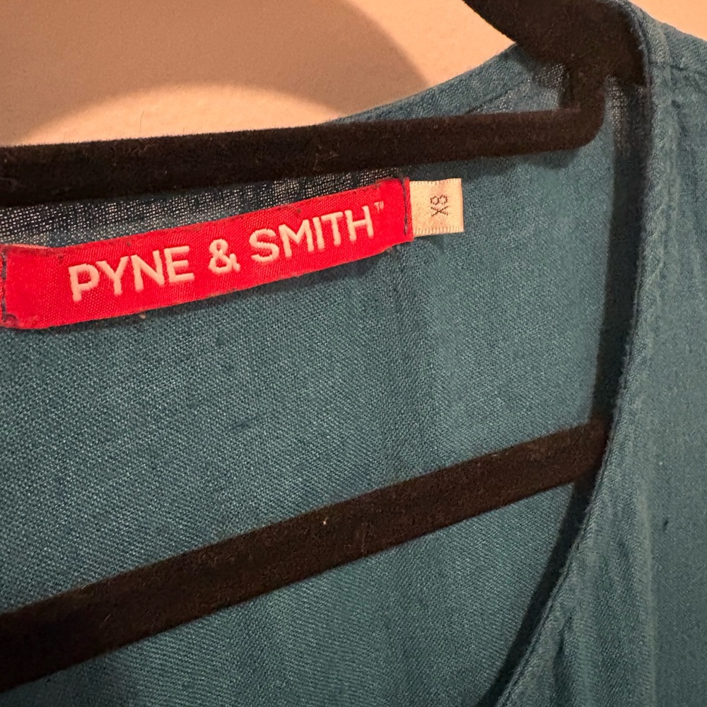 Pyne & Smith Model No. 11 Peacock Blue Linen dress- altered length - Picture 3 of 8